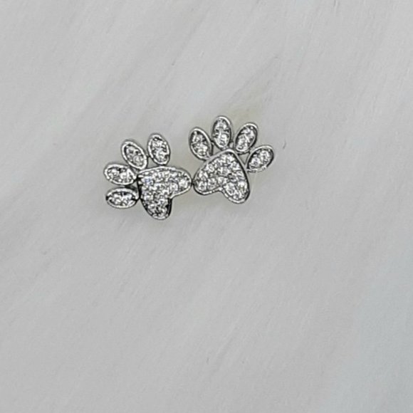 Closet Clearout! Heart Paw Print Stud Earrings - Picture 3 of 4
